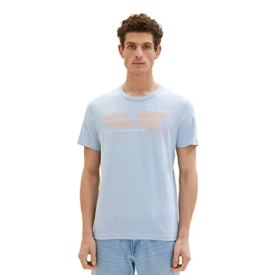 Abbildung von TOM Tailor MIT Schriftzug Tshirt print, Herren, Größe: Medium, Stonington blue
