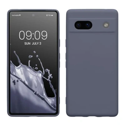 Abbildung von kwmobile Handyhülle kompatibel mit Google Pixel 7a Hülle Handy Case aus weichem Silikon in Blaugrau