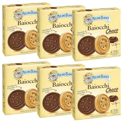 Abbildung von MULINO BIANCO Baiocchi Choco Italienische Kekse mit Schokoladenfüllung 144g x 6 Pakete