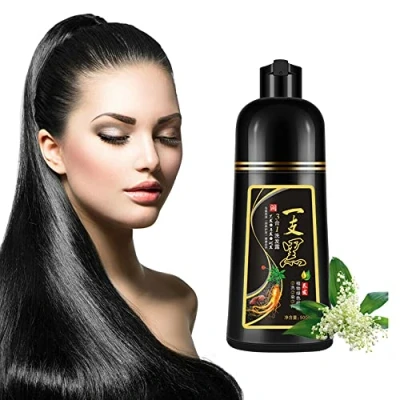 Abbildung von 500ml Instant Hair Colouring Shampoo, Natural Herbal Black Dye Shampoo for White Coloring, 3 in 1 Men and Women,