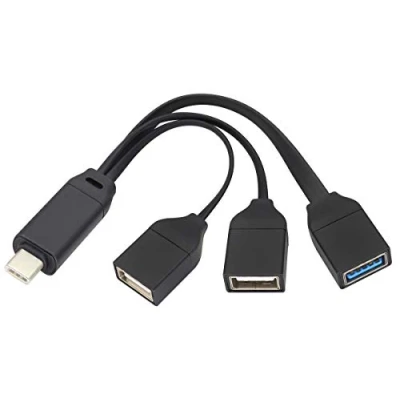 Abbildung von AAOTOKK USB Typ C 3.0 Männlich zu 2 Ports 2.0+USB Weiblich OTG Splitterkabel, Unterwegs (OTG) für Smartphones,Laptops,Maustastaturen,Weitere USB&amp;Typ Geräte(21cm/8 Zoll)
