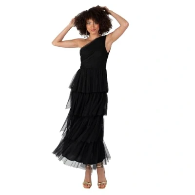 Abbildung von Anaya with Love Damen Women&#039;s Midaxi Dress Ladies One Shoulder Sleeveless Tiered Skirt for Wedding Guest Bridesmaid Evening Occasion Ball Gown Kleid, Black, 36
