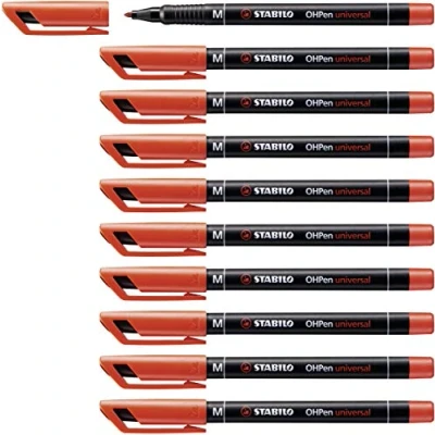 Abbildung von Folienstift STABILO OHPen universal permanent medium 10er Pack rot