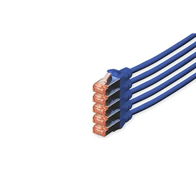 Abbildung von DIGITUS LAN Kabel Cat 6 10m 5 Stück RJ45 Netzwerkkabel S/FTP Geschirmt Kompatibel zu 6A &amp; 7 Blau