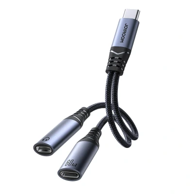 Abbildung von USB C auf 2x 2in1 DAC Adapter Schwarz Audio 2 in 1