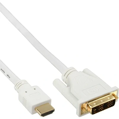 Abbildung von InLine 17665U HDMI DVI Kabel, weiß / gold, Stecker auf 18+1 Stecker, 5m