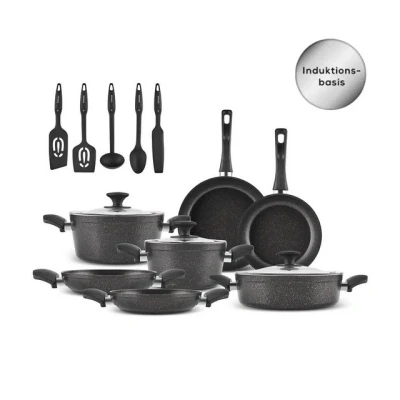 Abbildung von Karaca Topf Set Biogranit Schwarzgold Induktions Topfset, 15 Teilig