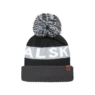 Abbildung von SEALSKINZ Water Repellent Bobble Hat Foulden Wasserabweisende Bommelmütze, Schwarz/Grau/Weiß/Schwarz, S/M