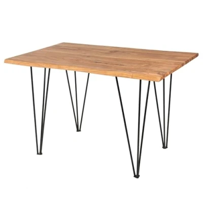 Abbildung von riess ambiente Küchentisch MAMMUT 120cm natur / schwarz (Einzelartikel, 1 St), Massivholz · Baumkante Schreibtisch Hairpin Legs Metall Retro