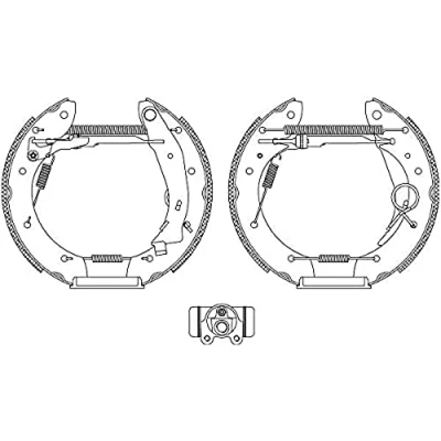 Abbildung von HELLA Shoe Kit Pro 8DB 355 004 351 Bremsensatz, Trommelbremse mit Radbremszylinder, Stellelement CITROËN: Berlingo / First I