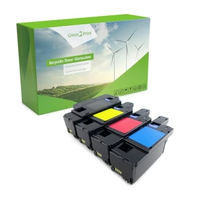 Abbildung von Green2Print Toner Set, 4 Kartuschen 1x 2000, 3X 1400 Seiten passend für Dell 1250C, 1350CNW, 1355CNW, 1355CN, C1760NW, C1765NF, C1765NFW