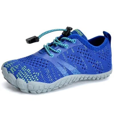 Abbildung von Barfussschuhe Kinder Jungen Barfußschuhe Wasserschuhe Aqua Badeschuhe für Strand Pool Schnell Trocknen Wassersport Rrutschfester（Blau 31