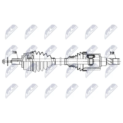 Abbildung von NTY NPW VV 170 Antriebswelle Vorderachse links 574mm Schaltgetriebe 6 Gang