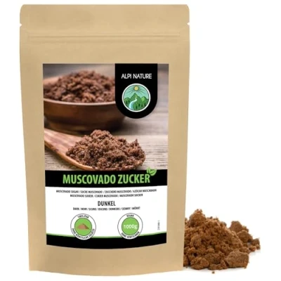 Abbildung von Muscovado Zucker dunkel (1kg), Muscovadozucker, Vollrohrzucker roh und 100% naturbelassen, ohne Zusätze