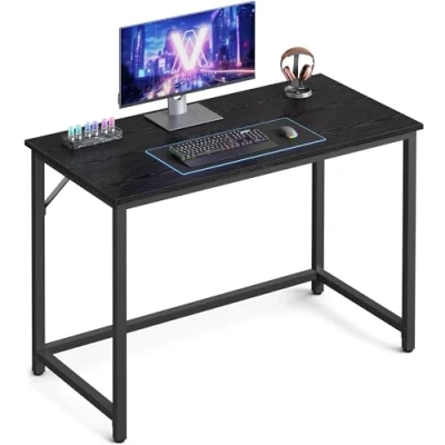 Abbildung von VASAGLE Schreibtisch, Kleiner Computertisch, Bürotisch, für Arbeitszimmer, Schlafzimmer, 50 x 100 76 cm, Industrie Design, Metallgestell, ebenholzschwarz tintenschwarz LWD041B56