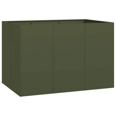 Abbildung von vidaXL Pflanzgefäß Olivgrün 120x80x80 cm Stahl, Pflanzschale, Garten Pflanzkübel, Outdoor Pflanzgefäß, Hochbeet, Blumenkasten