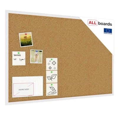 Abbildung von ALLboards Pinnwand mit Weißem Holz Rahmen 90x60cm Korktafel Korkwand Kork