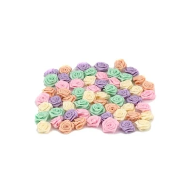 Abbildung von Creativery Satinrosen 15mm 20 Stück Set Farbauswahl farbecht &amp; waschbar Kleine Stoffrosen zum Aufnähen Satin Röschen Basteln Nähen Kleben Dekorieren Pastell Mix