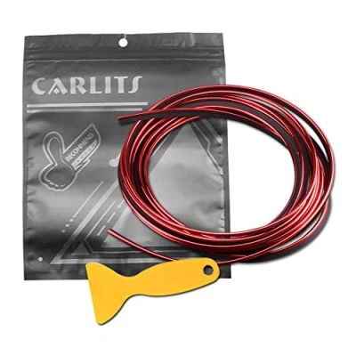 Abbildung von CARLITS Auto Innenraum Formen Zierleiste, 3D DIY 5M Linie Aufkleber Film Außen Dekoration Zierleiste Streifen für (Galvanik Rote Farbe)