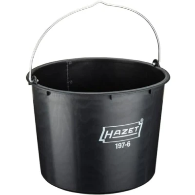 Abbildung von HAZET Baueimer 20 L 197 6 I mit Litermaß: 2 bis l, hergestellt aus recycelten Materialen Transport von Mörtel, Sand, Wasser oder Werkzeugen auf der Baustelle und Garten Made In Germany