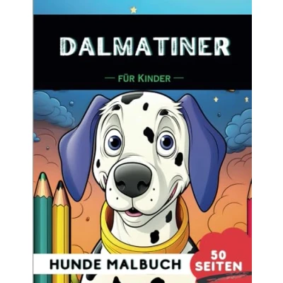 Abbildung von Dalmatiner Malbuch für Kinder: 50 kreative, lustige und einfache Hunde Malvorlagen Jungen Mädchen, das perfekte Geschenk Kinder (Lustige Hunderassen Malbücher Kinder)