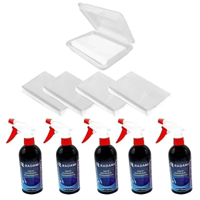 Abbildung von Reinigungsknete für Lack Lackreiniger Auto Kfz, Wohnwagen und Wohnmobil (5x500ml Gleitmittel 5x 100gweiß 1Box)