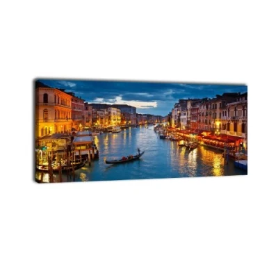 Abbildung von wandmotiv24 Leinwandbild Panorama Nr. 196 Canale Grande 100x40cm, Keilrahmenbild, Bild auf Leinwand, Italien Venedig Gondel