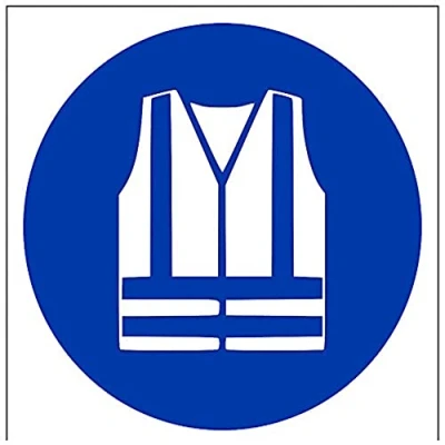 Abbildung von vsafety 41036 at s &quot;Hohe Sichtbarkeit Kleidung Logo&quot; Pflicht Schutzbekleidung Schild, selbstklebend, quadratisch, 200 mm x mm, blau