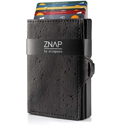 Abbildung von ZNAP® Slim Wallet Kreditkartenetui Geldbörse Herren Kartenhalter Geldbeutel Kartenetui Portemonnaie mit RFID Schutz 12 Karten Nachtschwarz