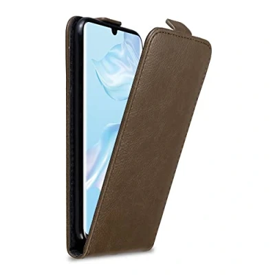 Abbildung von Cadorabo Hülle kompatibel mit Huawei P30 PRO Flip Design aus Premium Kunst Leder Klappbare Stoßfeste Magnetische Cover für Tasche in Braun
