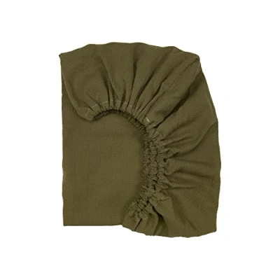 Abbildung von KraftKids Spannbettlaken Musselin Doppelkrepp Grün Herbstgrün aus 100% Baumwolle in Größe 120 x 60 cm, handgearbeitete Matratzenbezug gefertigt der EU