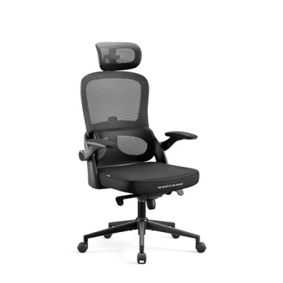 Abbildung von Diablo Ergonomischer Bürostuhl V Light Verstellbare Armlehnen, Atmungsaktiver Stoff, 4 Neigungsstufen, Kopfstütze, Lendenwirbelstütze Schreibtischstuhl, Drehstuhl Schwarz