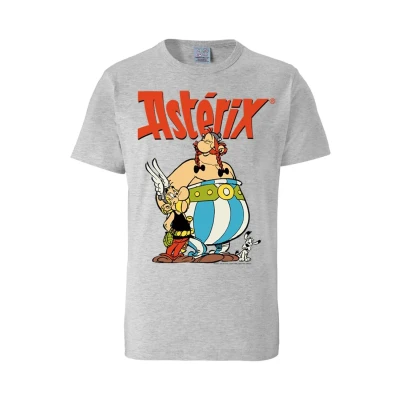 Abbildung von Logoshirt Asterix &amp; Obelix MIT Coolem Retroprint Tshirt print, Herren, Größe: XS, Grey
