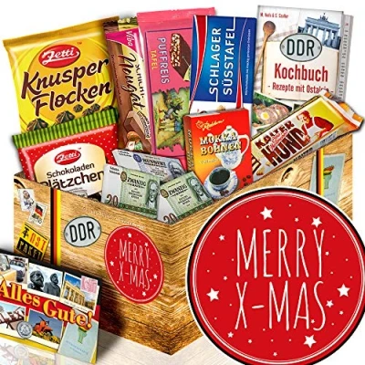 Abbildung von Merry X Mas Geschenk Idee Weihnachten Schokoladen Box Ostpaket