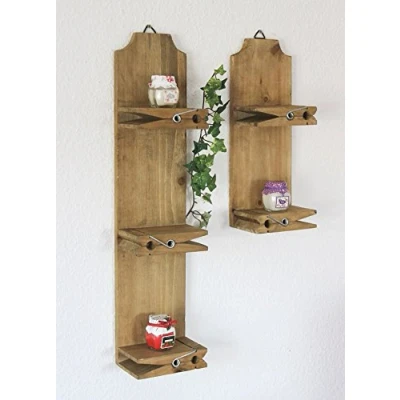 Abbildung von DanDiBo Wandregal 14B460 61 2er Set Setzkasten 39 cm und 64 Wäscheklammer Wandkonsole