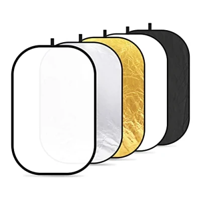 Abbildung von NEEWER 5 in 1 Reflektor 47&quot;x71&quot;/120x180cm Lichtreflektor für Fotografie, Tragbarer Faltbarer Multi Disc mit Tasche Transluzent, Silber, Gold, Schwarz, Weiß Diffusor Studio und Außenbeleuchtung