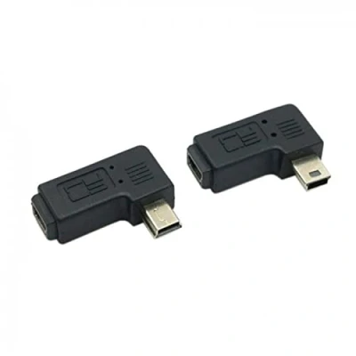Abbildung von cablecc 2 Stück 90 Grad Links und rechts abgewinkelter Mini USB 5 Pin Stecker auf Buchse Verlängerungsadapter