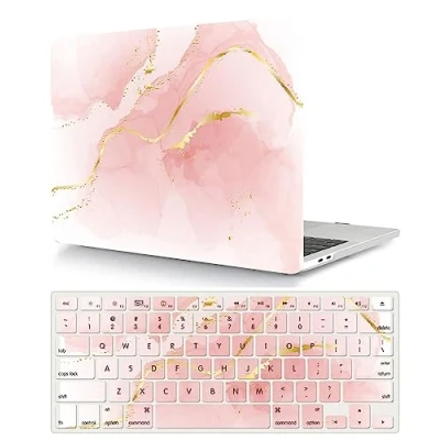 Abbildung von Hülle Kompatibel mit MacBook 12 Zoll 2017 2016 2015 Freisetzung A1534 Retina Display, Plastik Schützend Hartschale Snap Case &amp; Tastaturabdeckung für Zoll, Rosa Marmor