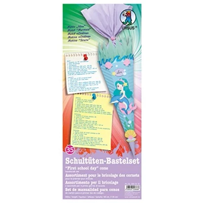 Abbildung von Ursus 9850033 Schultüte Bastelset Drache, sechseckig, Höhe ca. 68 cm, Duchmesser 20 inklusive Bastelanleitung und Vorlagebogen, zum Selbstbasteln, ideal für die Einschuluung