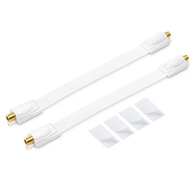 Abbildung von conecto 2X Premium Fensterdurchführung für SAT Kabel koaxial inkl. Klebepads (F Kupplung auf F Kupplung, vergoldet) weiß, 26 cm