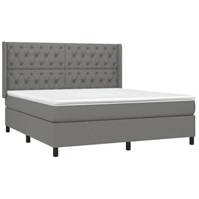 Abbildung von vidaXL Boxspringbett mit Matratze Bettgestell Bett Doppelbett Polsterbett Bettrahmen Lattenrost Schlafzimmerbett Hotelbett Dunkelgrau 160x200cm Stoff
