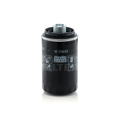 Abbildung von MANN FILTER W 719/53 Ölfilter M 27 X 1.5 mit zwei Rücklaufsperrventilen Anschraubfilter VOLKSWAGEN: Transporter 5 Bus, Multivan (7HM