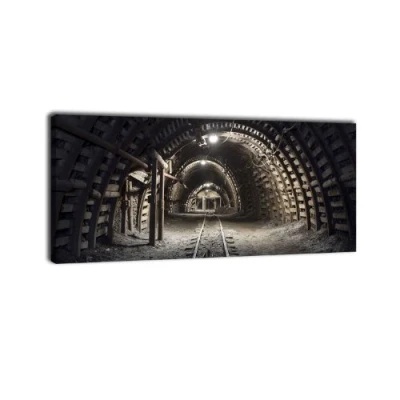 Abbildung von wandmotiv24 Leinwandbild Panorama Nr. 221 Kohlebergwerk 100x40cm, Keilrahmenbild, Bild auf Leinwand, Polen Untertage Bergwerk