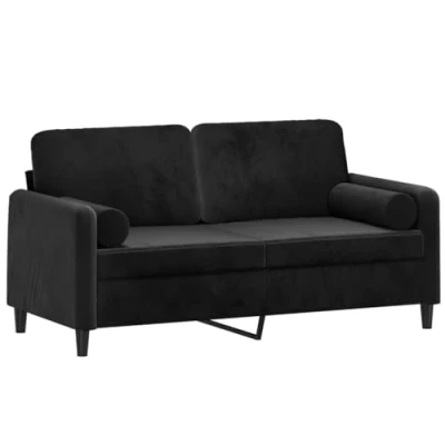 Abbildung von vidaXL Sofa 2 Sitzer mit Zierkissen Schwarz 140 cm Samt