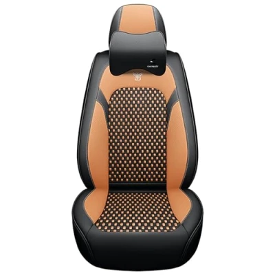 Abbildung von Eunncu Autositzbezüge komplettes Set Universal in Stylish Design Schonbezüge für Vordersitze und Rückbank Auto Sitzbezüge Airbag Kompatibel Premium Wasserdicht Sitzbezug, Schwarz Orange