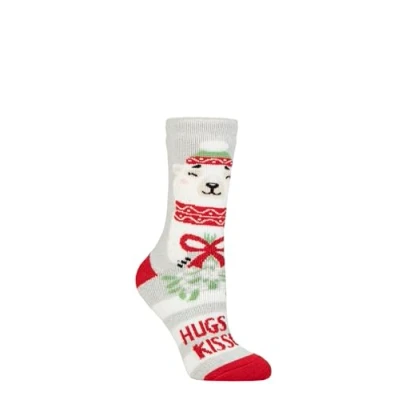 Abbildung von HEAT HOLDERS SOCKSHOP Damen 1.6 TOG Lite Weihnachtssocken Packung 1 (DE/NL/SE/PL, Numerisch, 37, 42, Regular, Umarmungen Küsse)