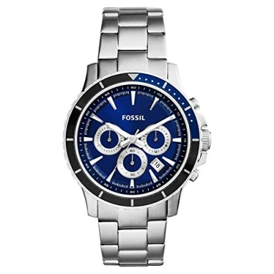 Abbildung von Fossil Uhr für Herren Briggs, QuarzChronographenwerk, 42 mm silberfarbenes Edelstahlgehäuse mit Edelstahlarmband, CH2927