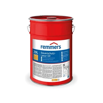 Abbildung von Remmers Dauerschutz Lasur UV eiche hell, 20 Liter, Dekorative Medium Solid für Außen, auch helle Farbtöne und farblos UV+, wetterbeständig