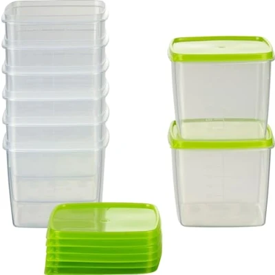 Abbildung von MiraHome Vorratsdosen Set 8x0,75L quadratisch grün Perfekt zur Aufbewahrung &amp; Organisation für Lebensmittel mit Deckel Luftdicht Gefrierdosen Mealprep Küche Austrian Quality