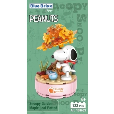 Abbildung von BlueBrixx Pro 108603 Snoopy Garten „Ahornblatt im Topf“ aus Klemmbausteinen mit 133 Bauelementen
